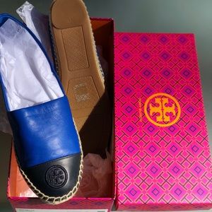 SOLD!!!Tory Burch leather color block espadrilles.